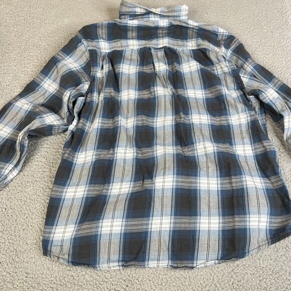 Tommy Bahama Jeans Flannel Shirt Mens Large Blue Plaid Button Long Sleeve Pocket - Picture 10 of 15